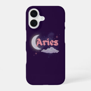 Coque iPhone 16 Bélier Lune Céleste Nuages Étoiles Astrologie Art