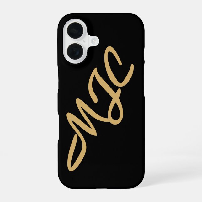 Coque iPhone 16 Black Custom Monogram (Verso)