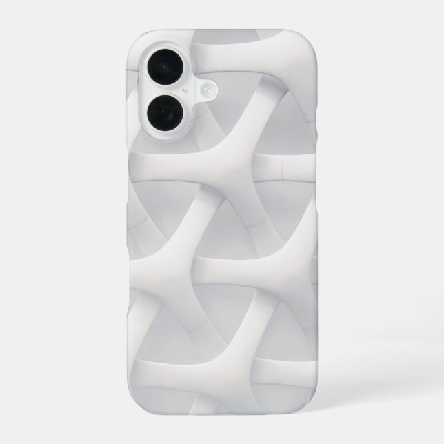 Coque iPhone 16 Blanc Géométrique 3D Moderne (Verso)