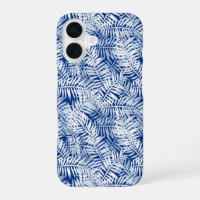 Bleu avec motif tropical blanc
