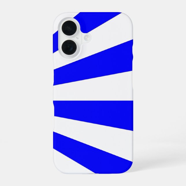 Coque iPhone 16 Bleu cool rayures blanches (Verso)