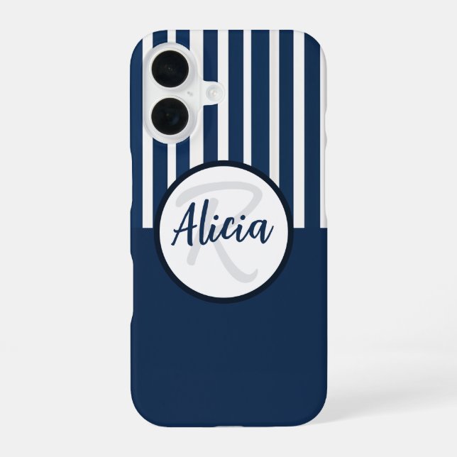 Coque iPhone 16 Bleu et blanc avec bloc de couleur (Verso)