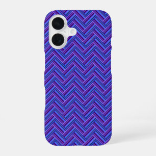 Coque iPhone 16 Bleu et violet rayures double tissage