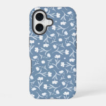 Bleu gris blanc Liberté motif floral élégant Pop
