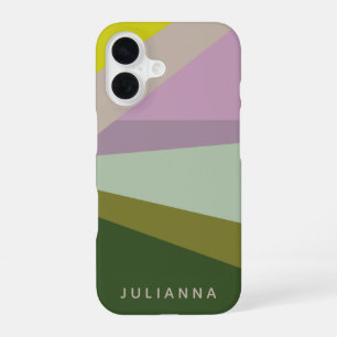 Coque iPhone 16 Bloc de couleur géométrique moderne violet vert No