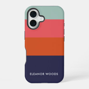 Coque iPhone 16 Bloc de couleur moderne à larges rayures personnal