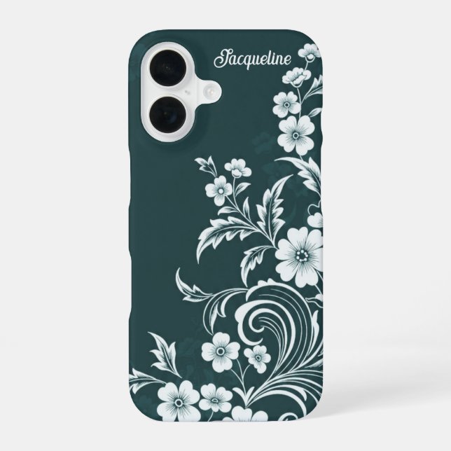 Coque iPhone 16 Blooms verdoyants enchantés (Verso)