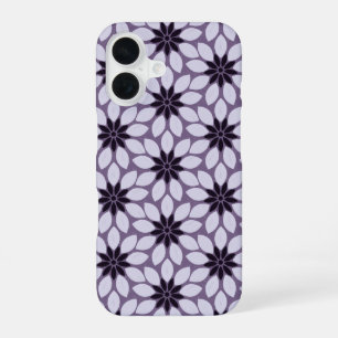 Coque iPhone 16 Bloquer l'impression Fleurs carrelées violet