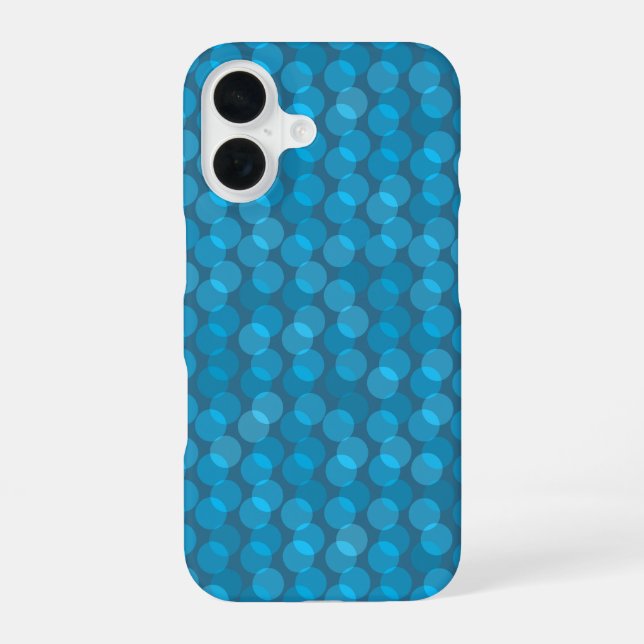 Coque iPhone 16 blue and denim layered dots (Verso)
