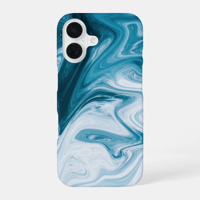 Coque iPhone 16 Blue Beach Waves Abstract (Verso)