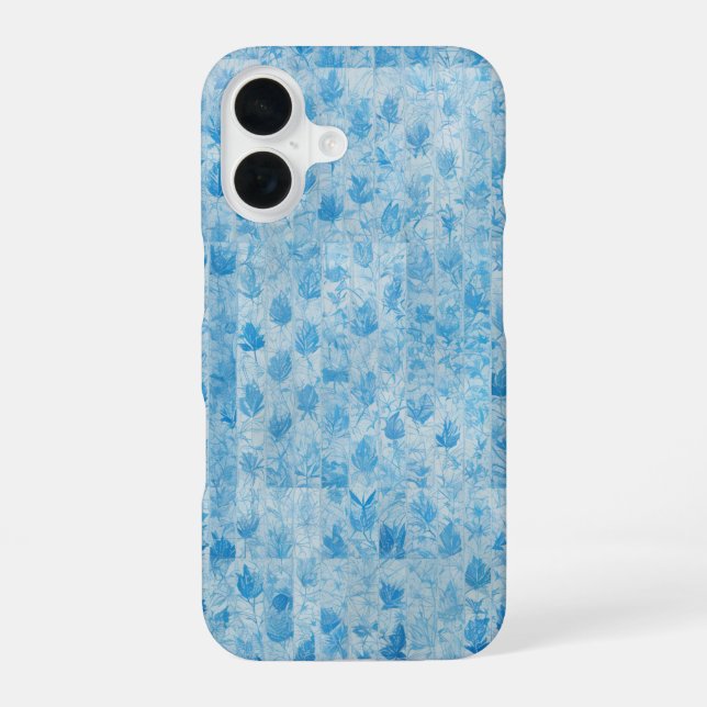 Coque iPhone 16 Blue Forest - Ethereal Leaf Pattern Phone Case (Verso)
