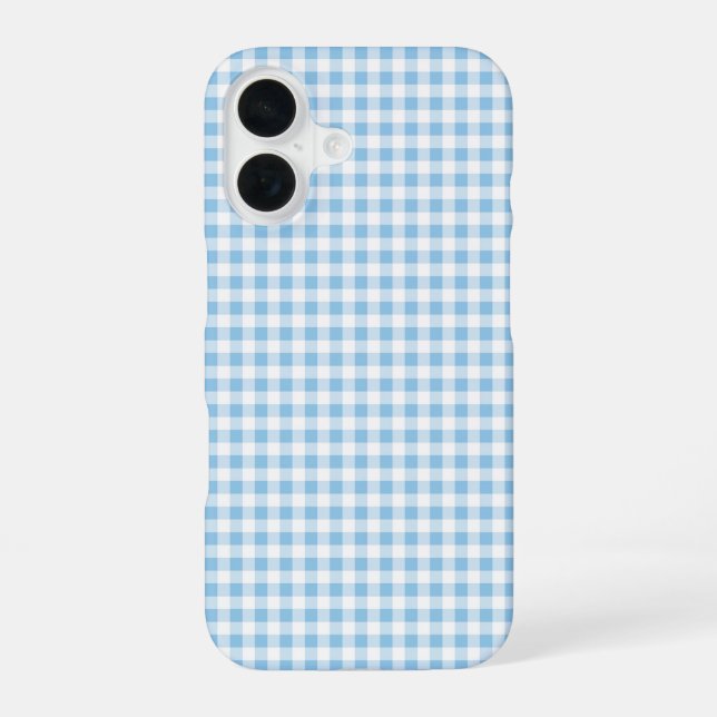 Coque iPhone 16 Blue Gingham Phone Case (Verso)