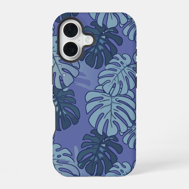 Coque iPhone 16 Blue Monsteras  (Verso)