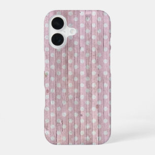 Coque iPhone 16 Bois à pois rose