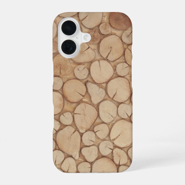 Coque iPhone 16 bois de chauffage empilé (Verso)