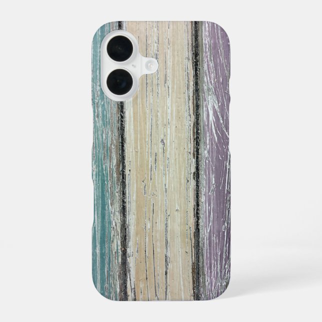 Coque iPhone 16 Bois shabby chic peint (Verso)