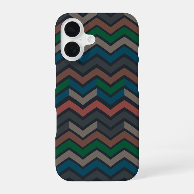 Coque iPhone 16 Bois sombre Terre Zigzag Chevron  (Verso)