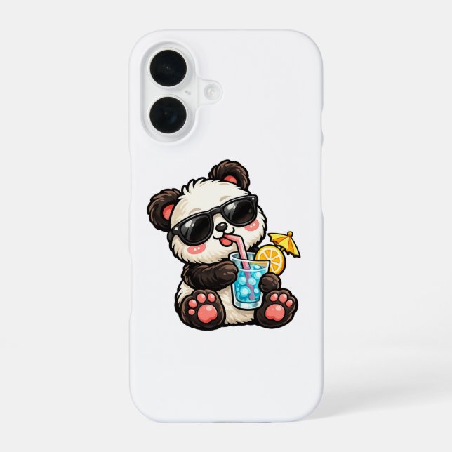 Coque iPhone 16 Boisson Cool Panda (Verso)