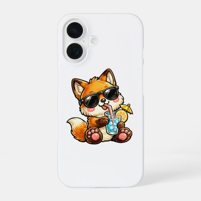Coque iPhone 16 Boisson Renard Cool (Verso)