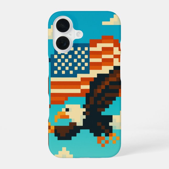 Coque iPhone 16 Boîtes téléphoniques American Eagle Pixel Art (Verso)