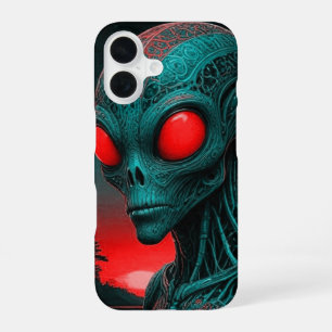 Coque iPhone 16 Boîtier alien aux yeux rouges pour iPhone 16 télép