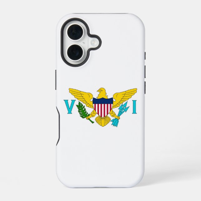 Coque iPhone 16 Boîtier Apple iPhone 16, drapeau des îles Vierges (Verso)