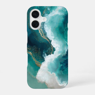 Coque iPhone 16 Boîtier Case-Mate iPhone en marbre sarcelle, blanc