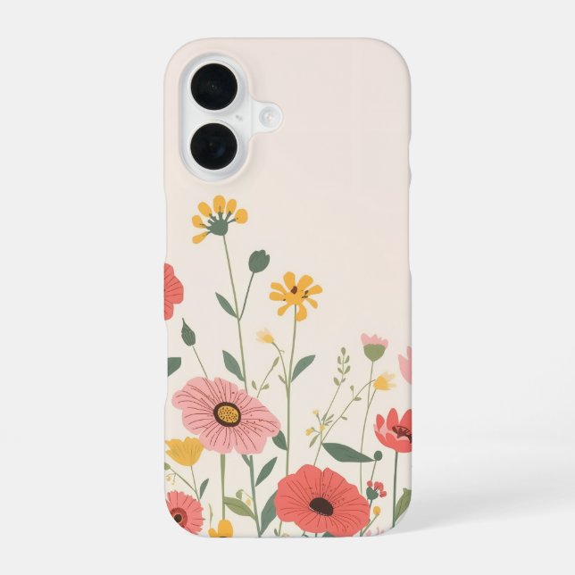Coque iPhone 16 Boîtier floral mignon pour iPhone 16 (Verso)