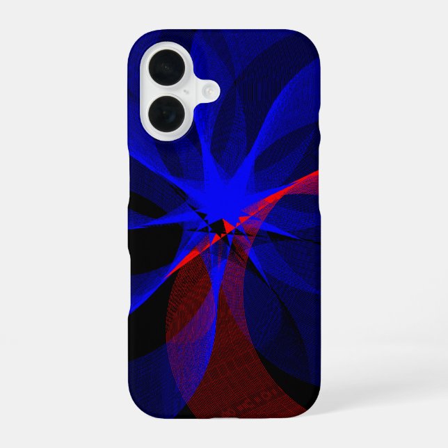 Coque iPhone 16 Boîtier iPhone 16 à accent bleu rotatif géométriqu (Verso)