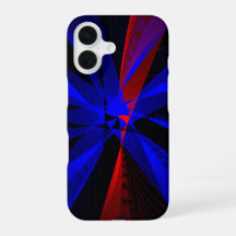 Boîtier iPhone 16 couleur myrtille abstrait géomét