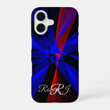 Boîtier iPhone 16 couleur myrtille abstrait géomét