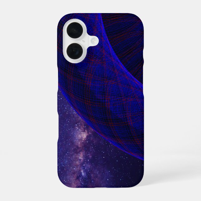 Coque iPhone 16 Boîtier iPhone 16 Donuts Géométriques Espace Bleu (Verso)