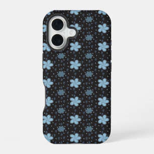 Coque iPhone 16 Boîtier iPhone 16 Fleurs Paisley Bleues sur Fond N