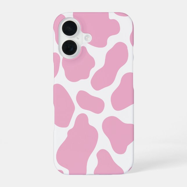 Coque iPhone 16 Boîtier iPhone 16 imprimé vache rose et blanc (Verso)