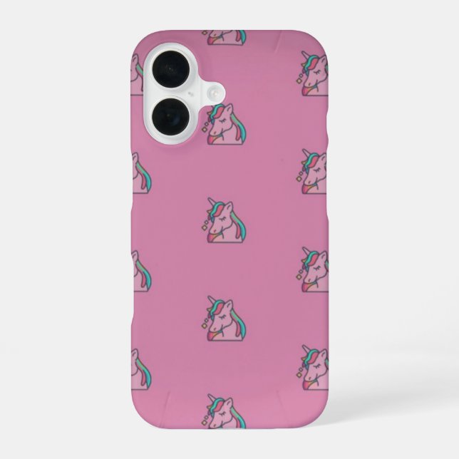 Coque iPhone 16 Boîtier IPhone 16 Licorne Rose Mignon (Verso)