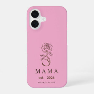 Coque iPhone 16 Boîtier iPhone 16 Rose Blush MAMA personnalisé