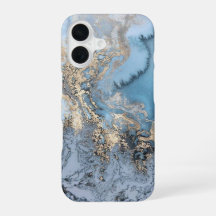 Boîtier iPhone 6/6s Marbre Bleu Clair & Or