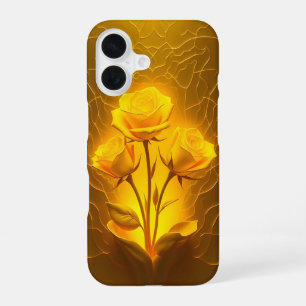 Coque iPhone 16 Boîtier iPhone Fleur Lumineuse Jaune Doré