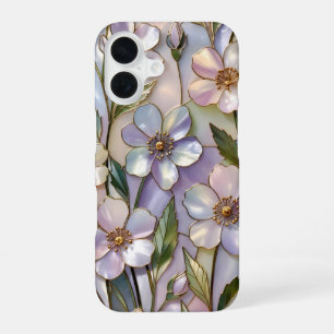 Coque iPhone 16 Boîtier iPhone Fleurs en Verre Coloré Lavande Past