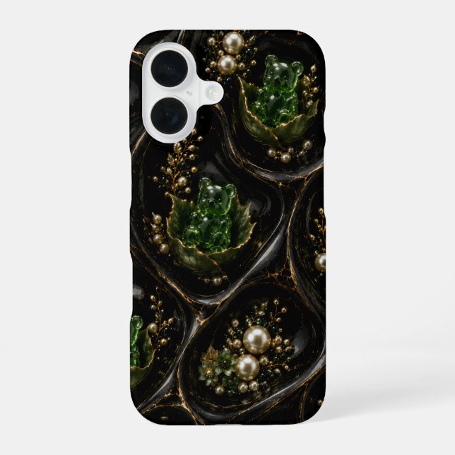 Coque iPhone 16 Boîtier iphone ours gummies émeraude (Verso)