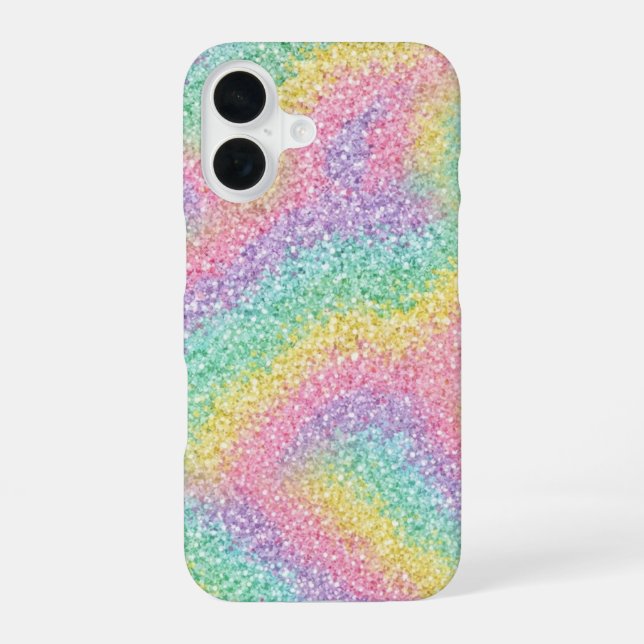 Coque iPhone 16 Boîtier iPhone Paillettes Arc-en-ciel Vibrant (Verso)