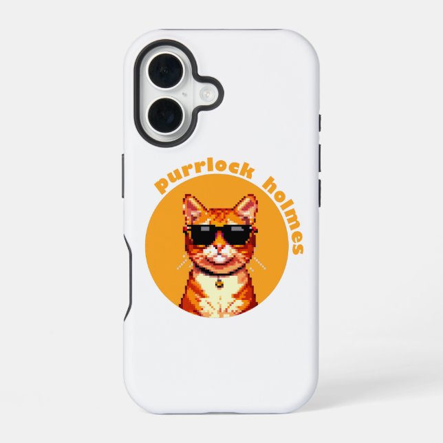 Coque iPhone 16 Boîtier iPhone pour chat Purrlock Holmes (Verso)