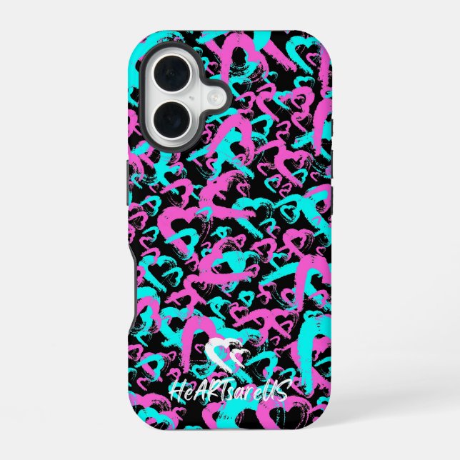 Coque iPhone 16 Boîtier pour iPhone 16 Cœurs Abstraits (Verso)