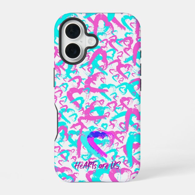 Coque iPhone 16 Boîtier pour iPhone 16 Cœurs Abstraits (Verso)