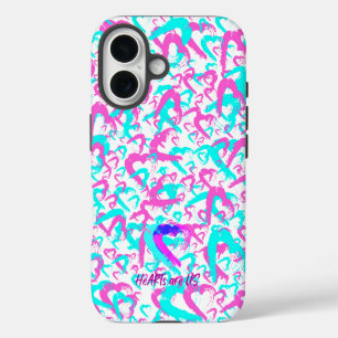Coque iPhone 16 Boîtier pour iPhone 16 Cœurs Abstraits