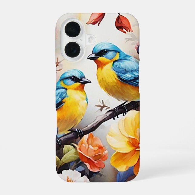 Coque iPhone 16 Boîtier pour iPhone - Oiseaux bleus (Verso)