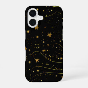 Coque iPhone 16 Boîtier téléphonique céleste Gold Starry Night