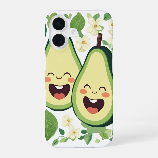 Coque iPhone 16 Boîtier téléphonique couple Avocado | Funny Kawaii (Verso)
