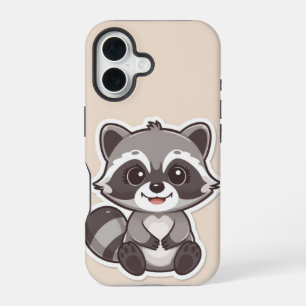 Coque iPhone 16 Boîtier téléphonique Cute Cartoon Raccoon