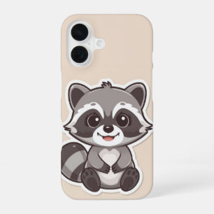 Coque iPhone 16 Boîtier téléphonique Cute Cartoon Raccoon